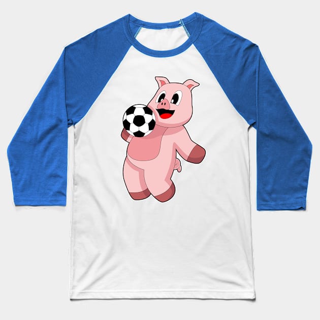 Pig Soccer player Soccer Baseball T-Shirt by Markus Schnabel